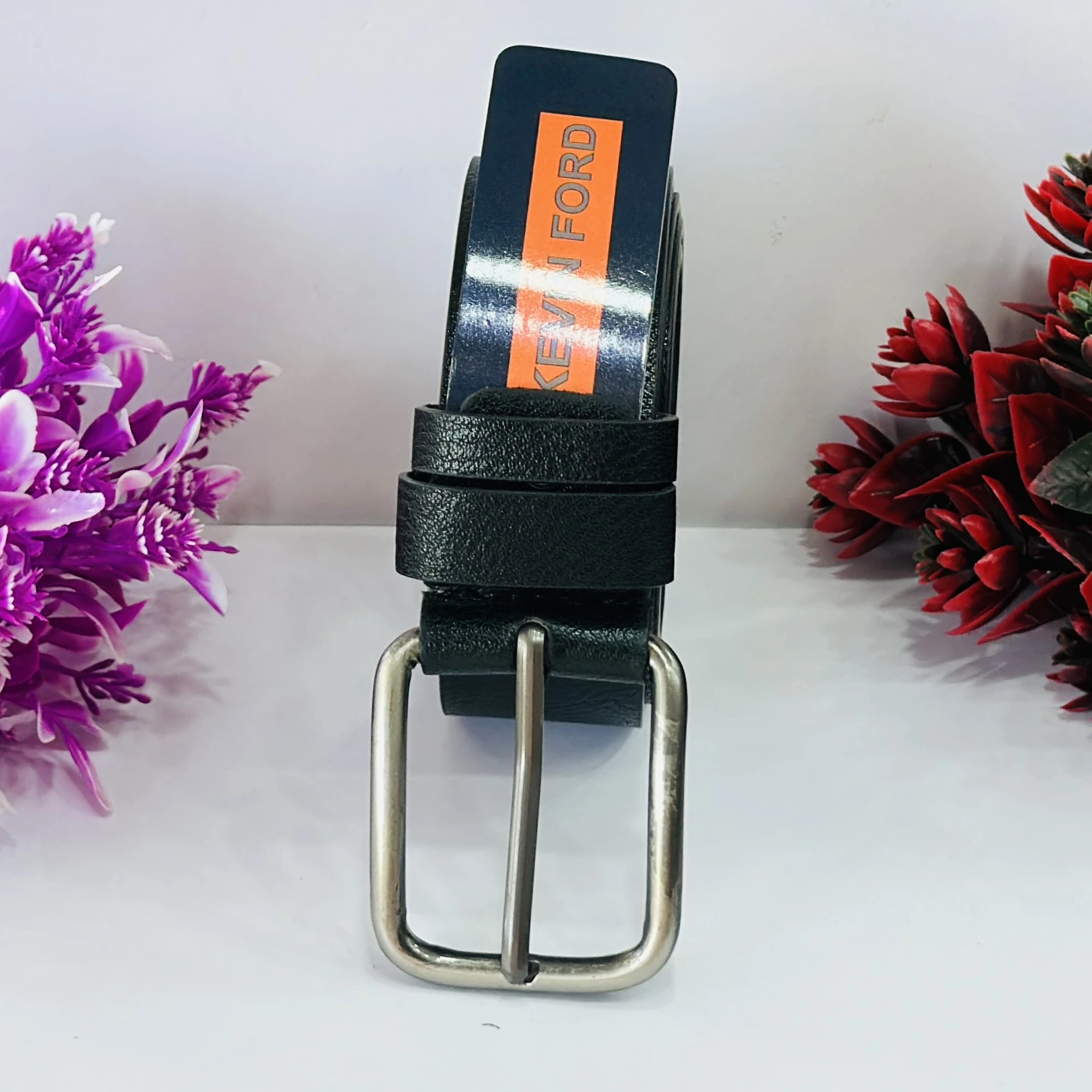 Black leather belt