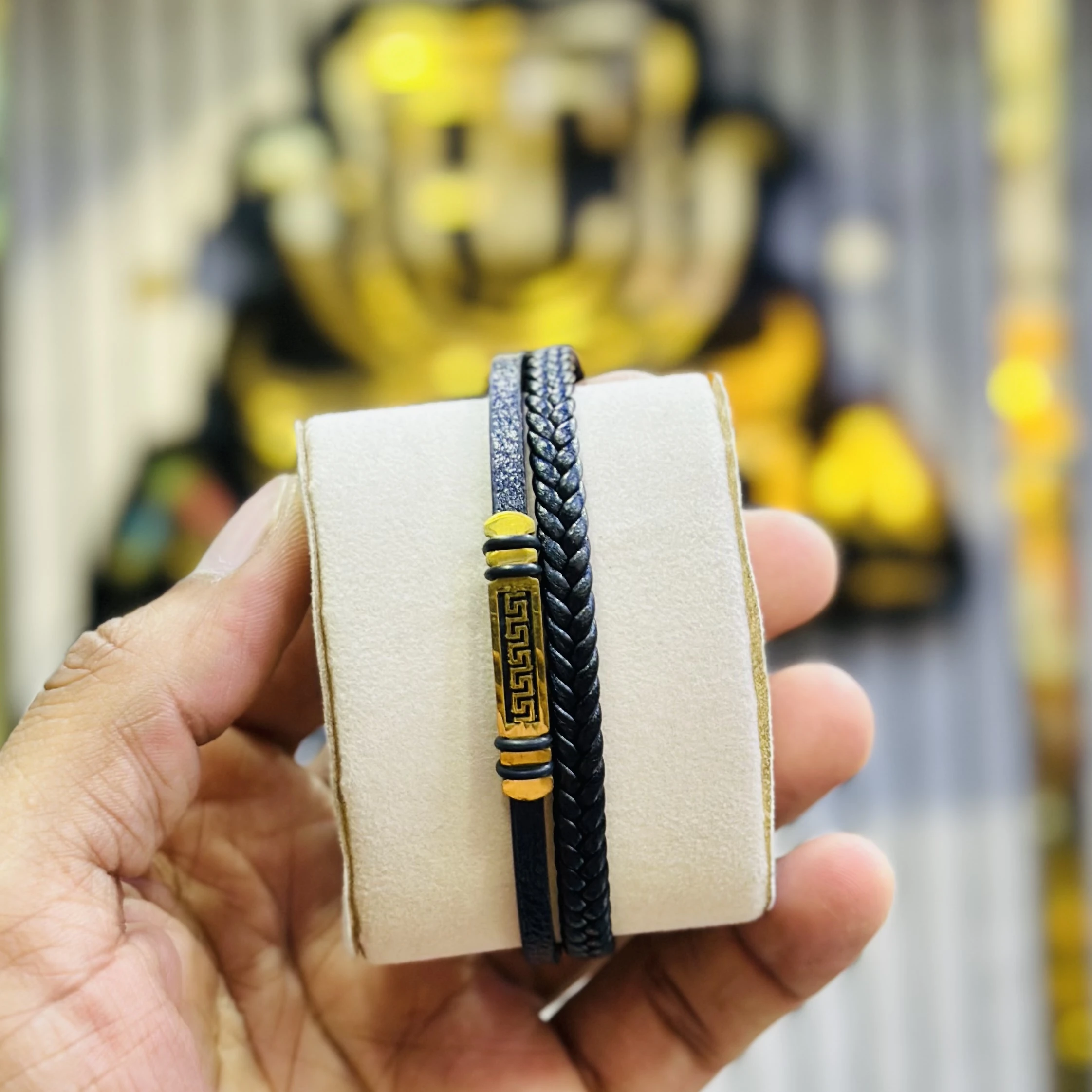 Men’s Classic Leather Beaded Bracelet