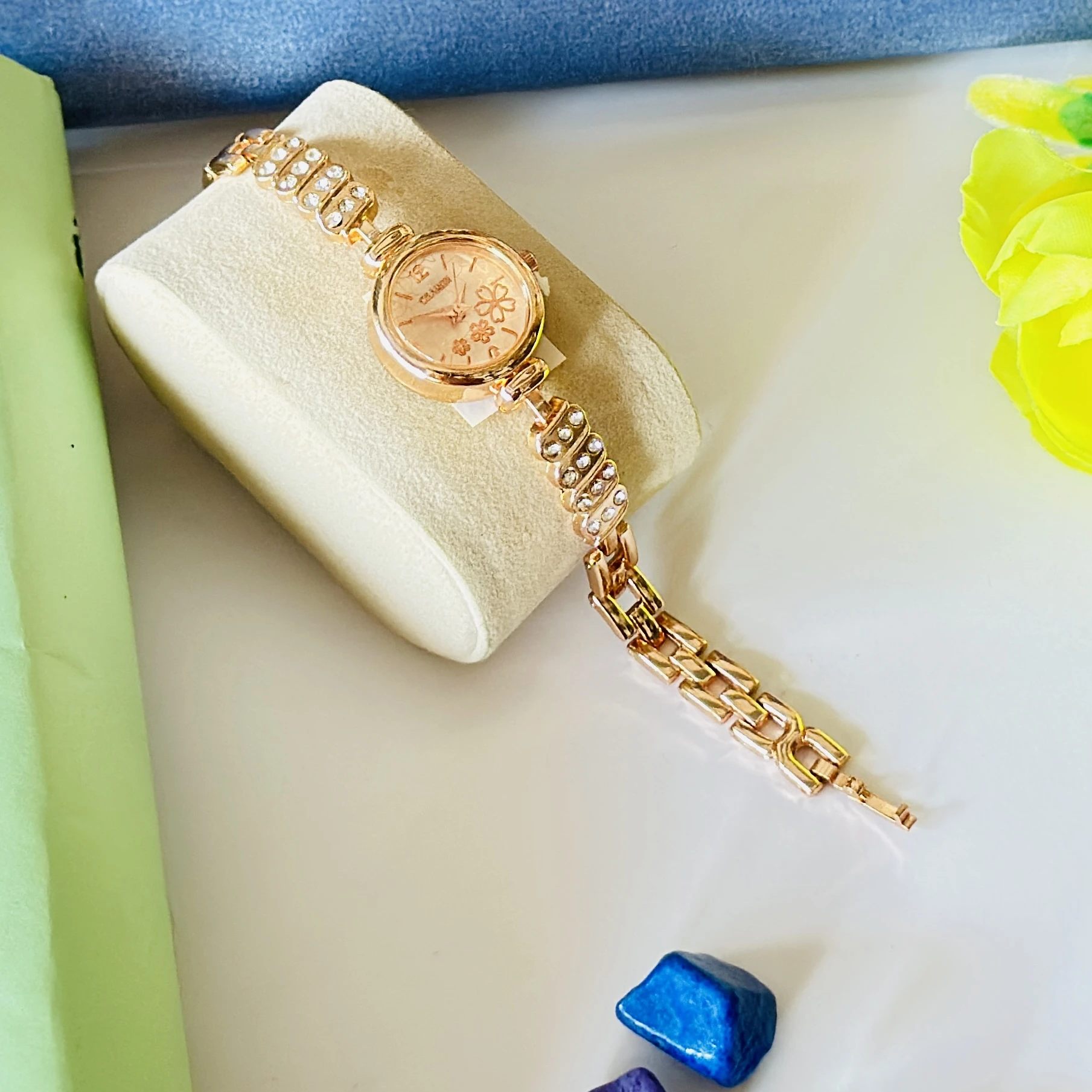 Rose gold analogue watch