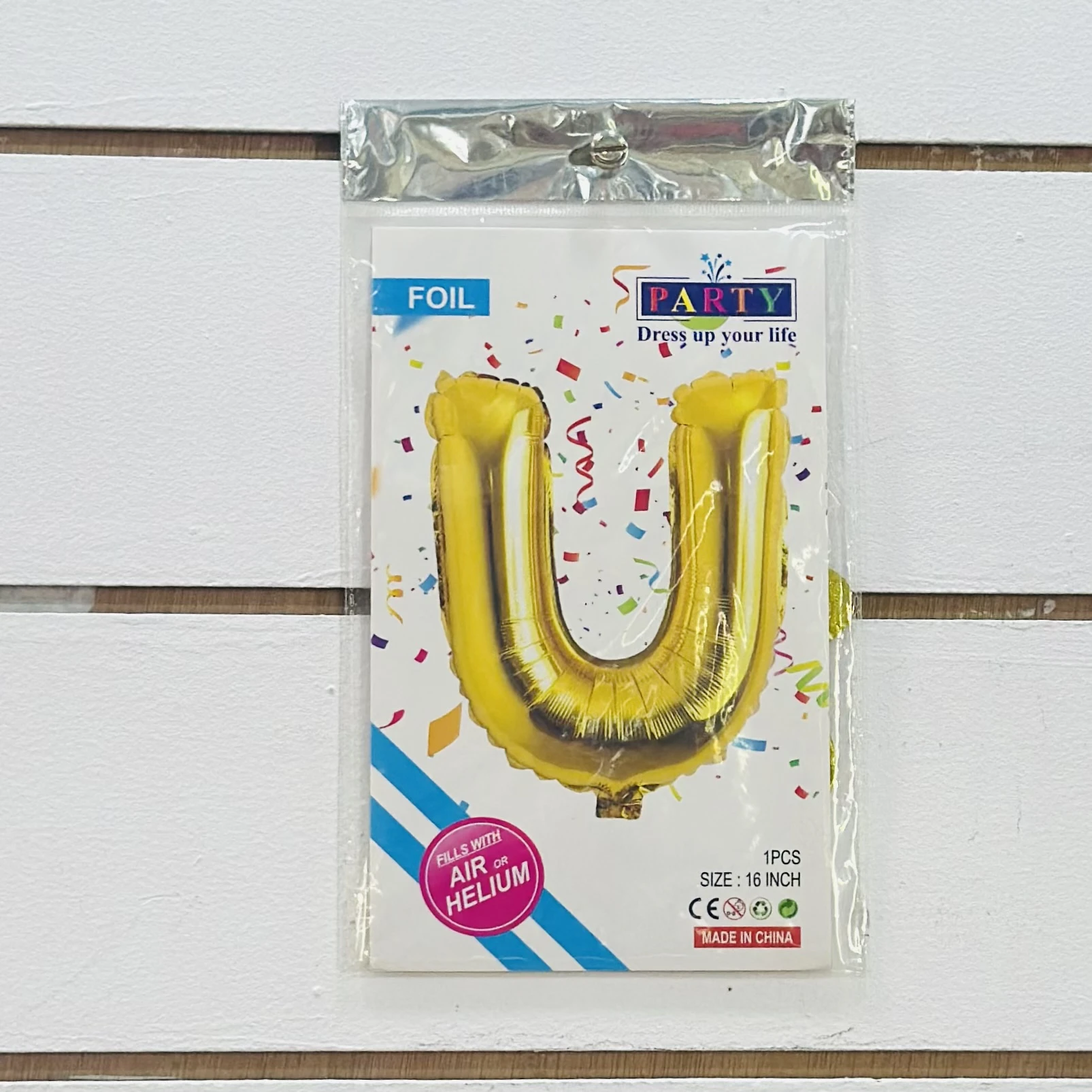 Gold foil letter "U” balloons