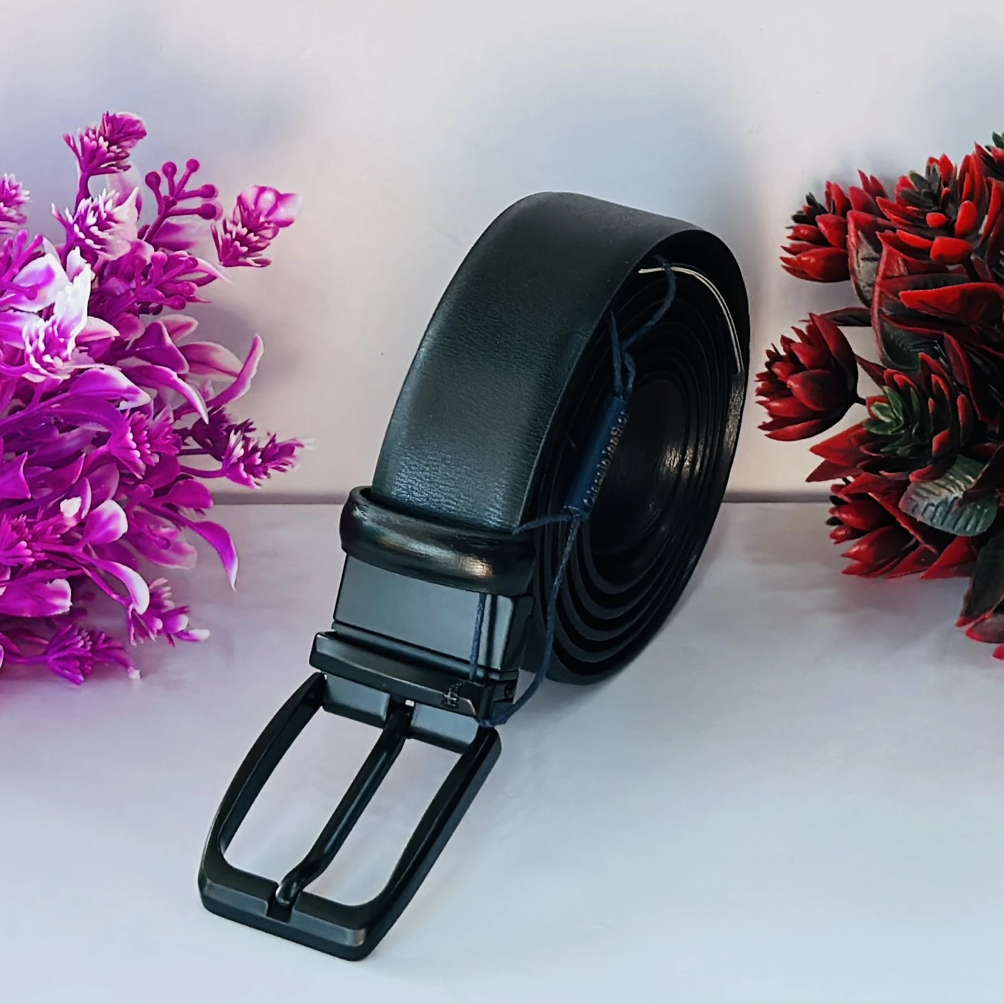 Men Casual Black Genuine Leather Belt