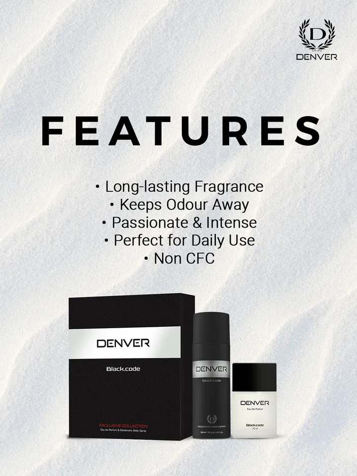 black-textured box for the Denver Black Code Gift Set