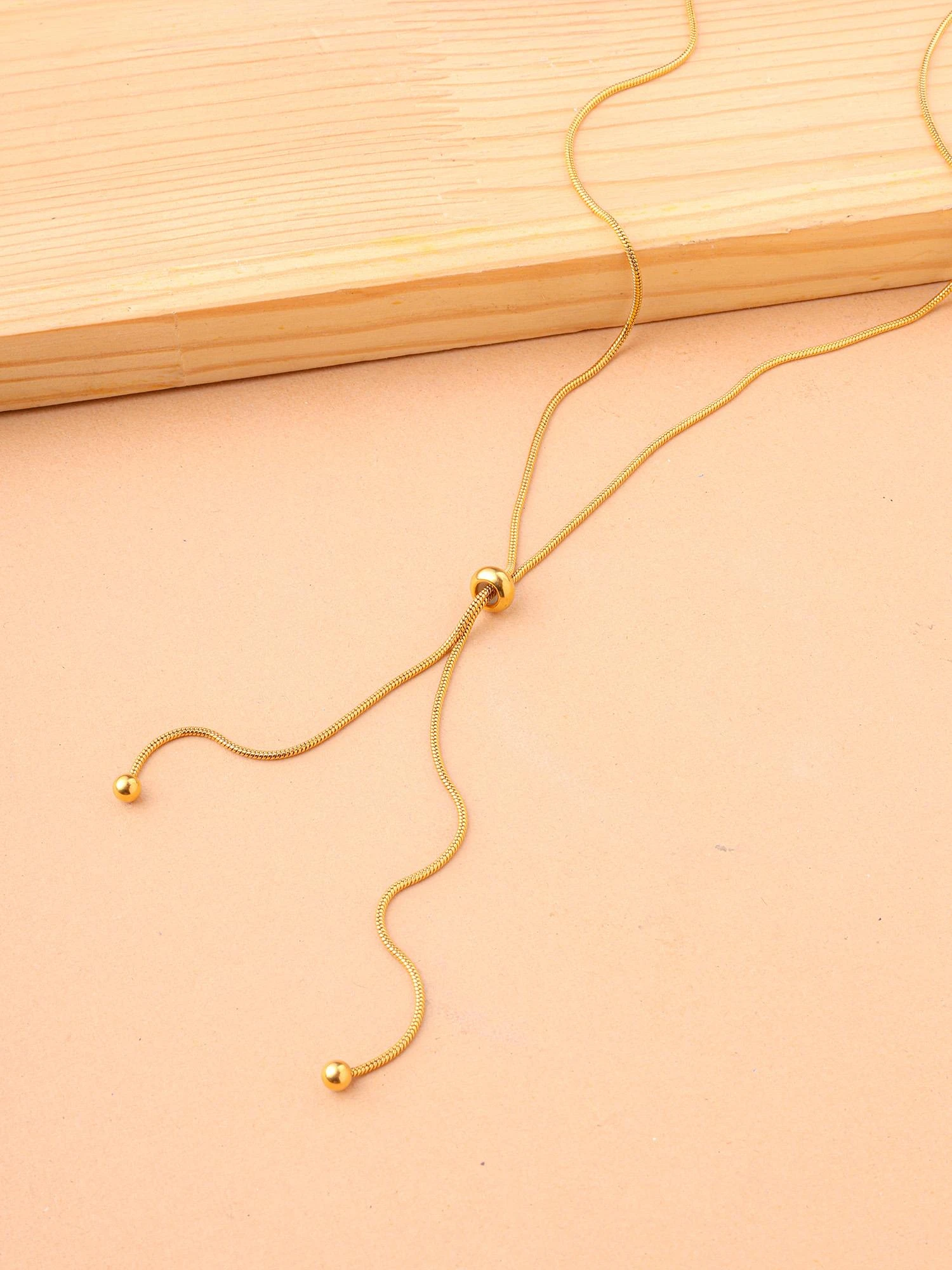 Gold Plated Titanium Steel Slider Necklace