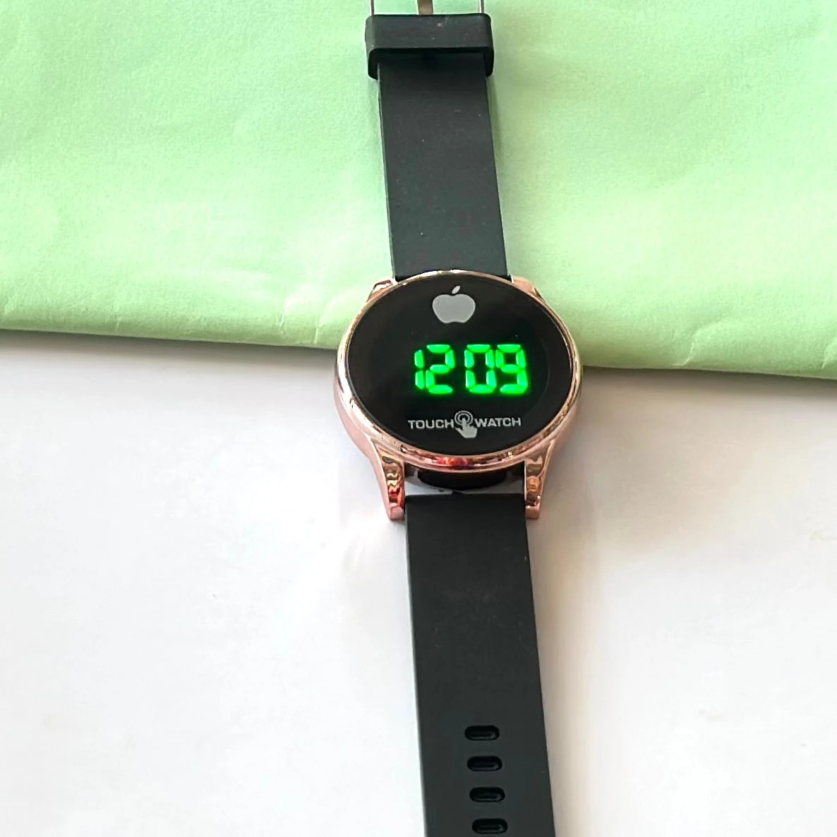 Kids digital watch with a black silicone strap