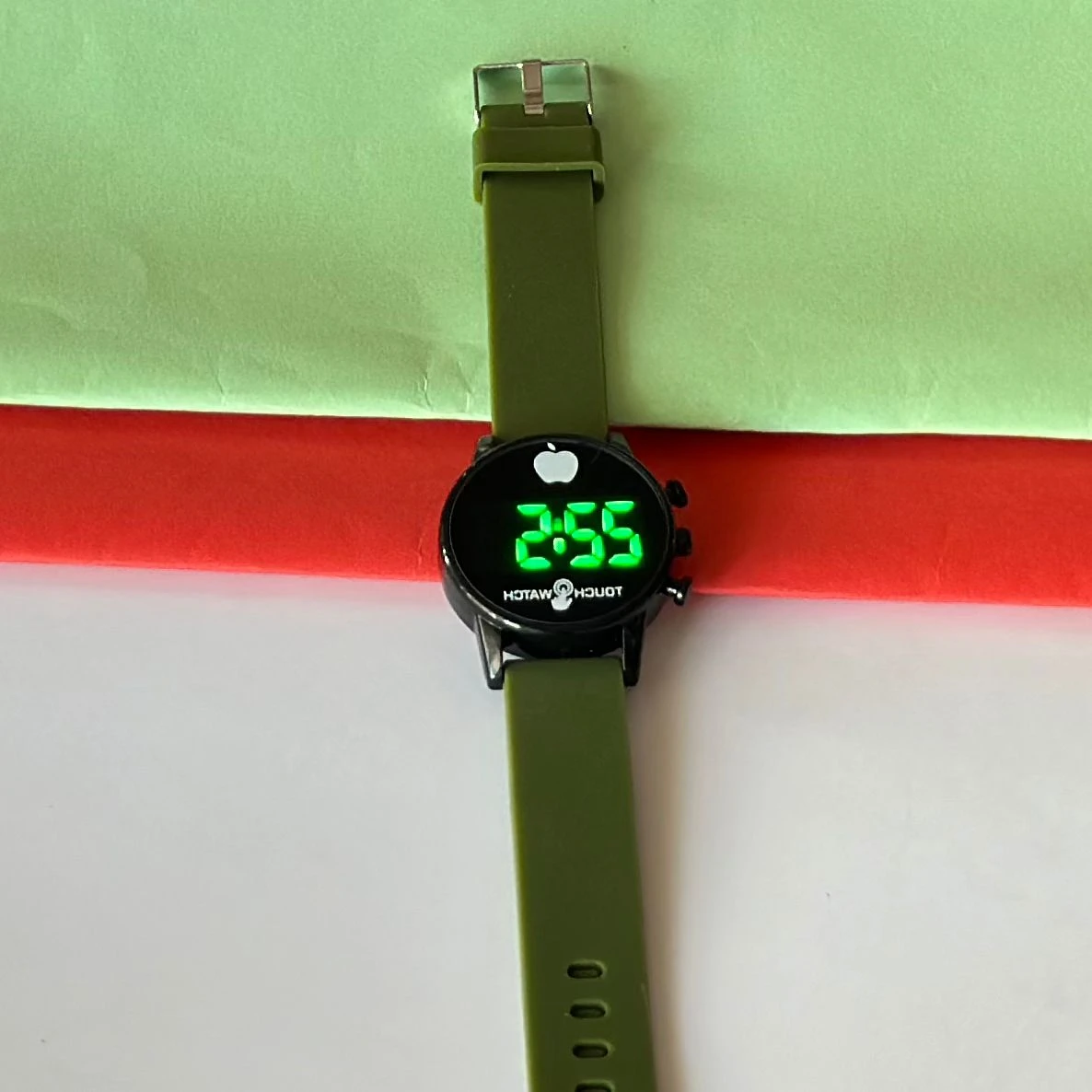 Green digital watch