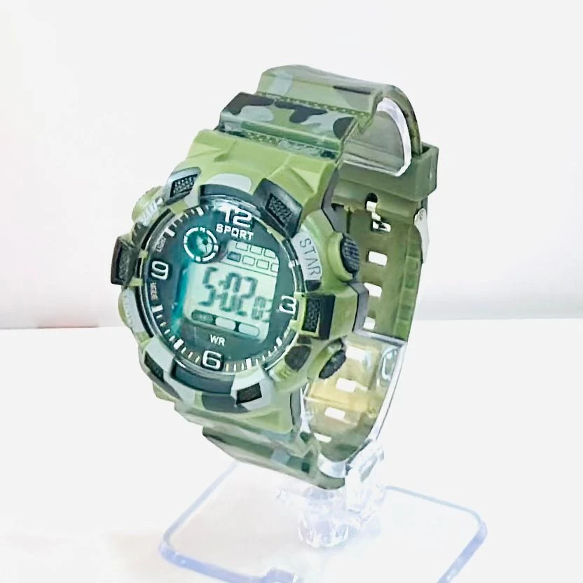 Green digital sports watch