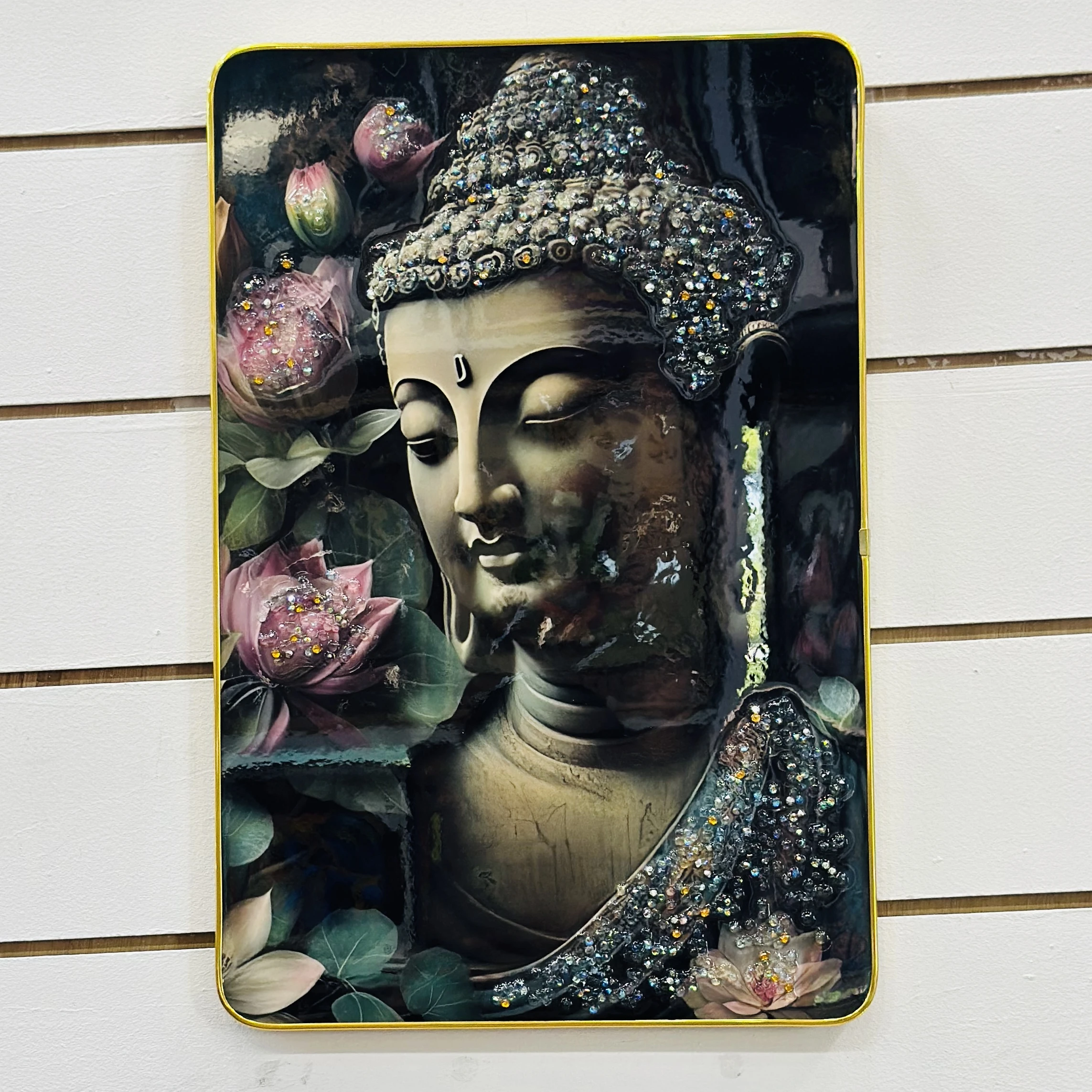 Crystal embedded Buddha wall painting(SKU-TEGKXQ)