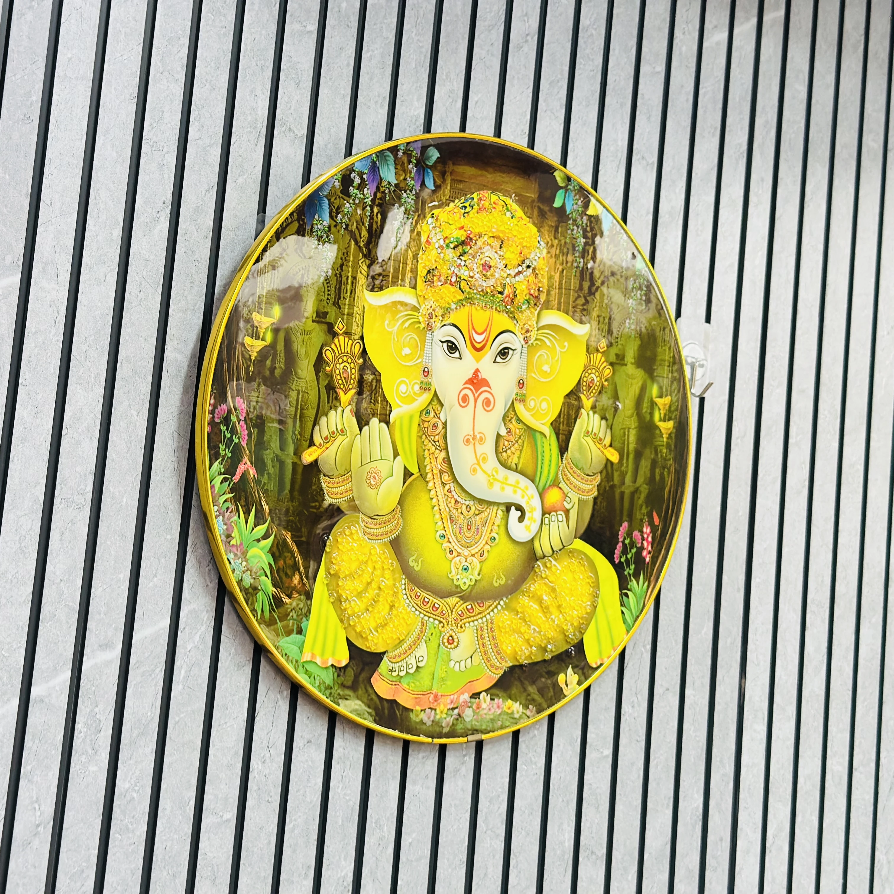 “Yellow Ganpati Temple Wall Decor Frame"(SKU -TYK705)