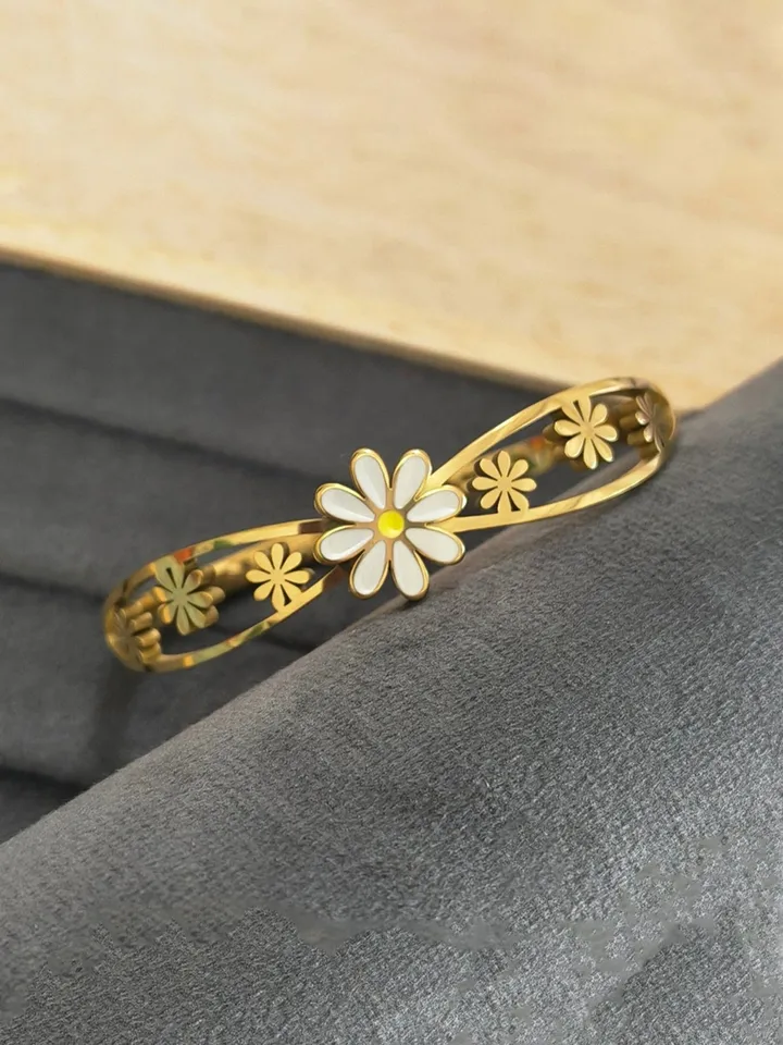 Gold plated stainless steel bangle bracelet