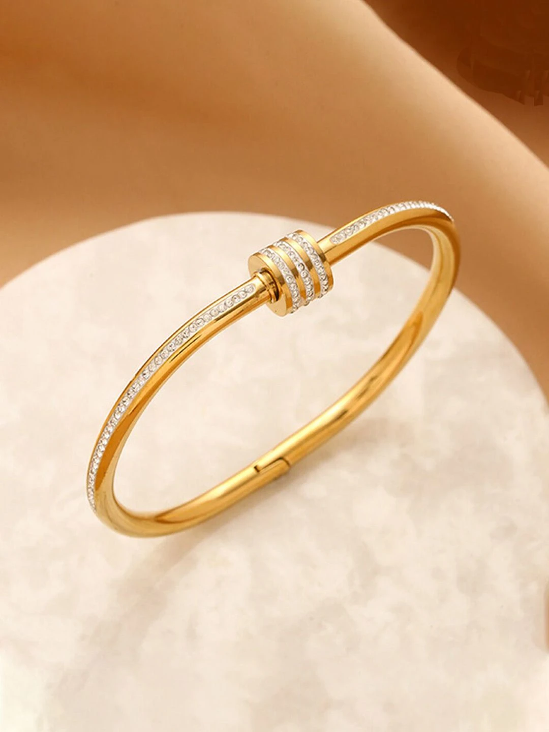 Gold plated stainless steel cuff bracelet