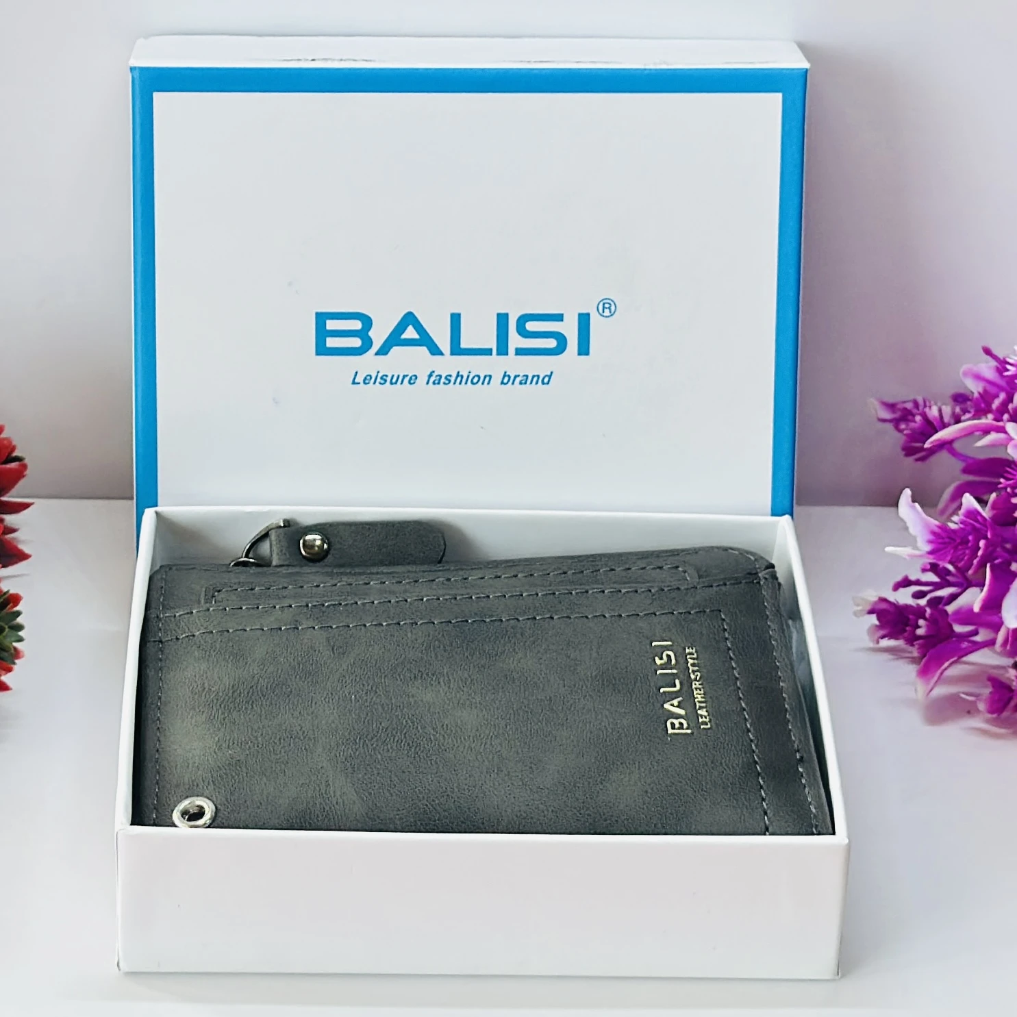 Grey "Balisi" leather-style men's wallet