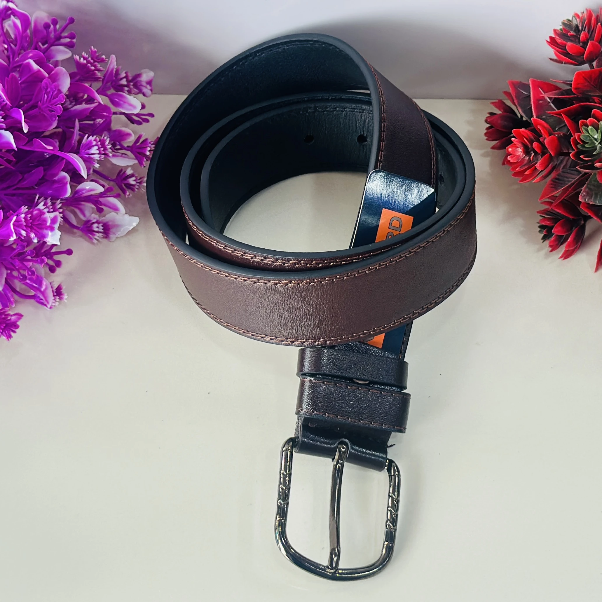 Brown leather belt