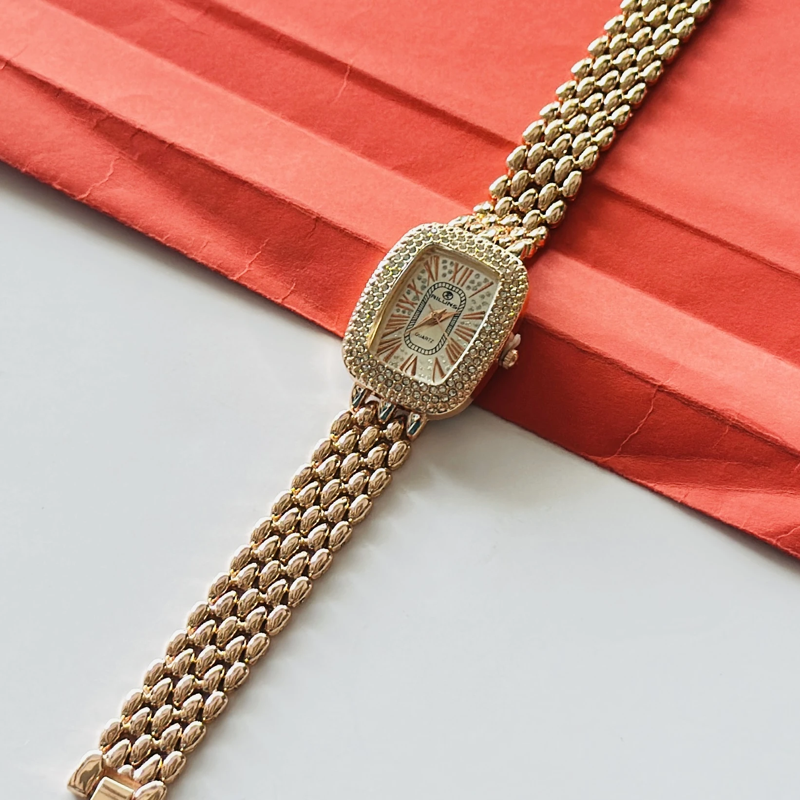 Haute Sauce embellished rose gold-tone bracelet watch