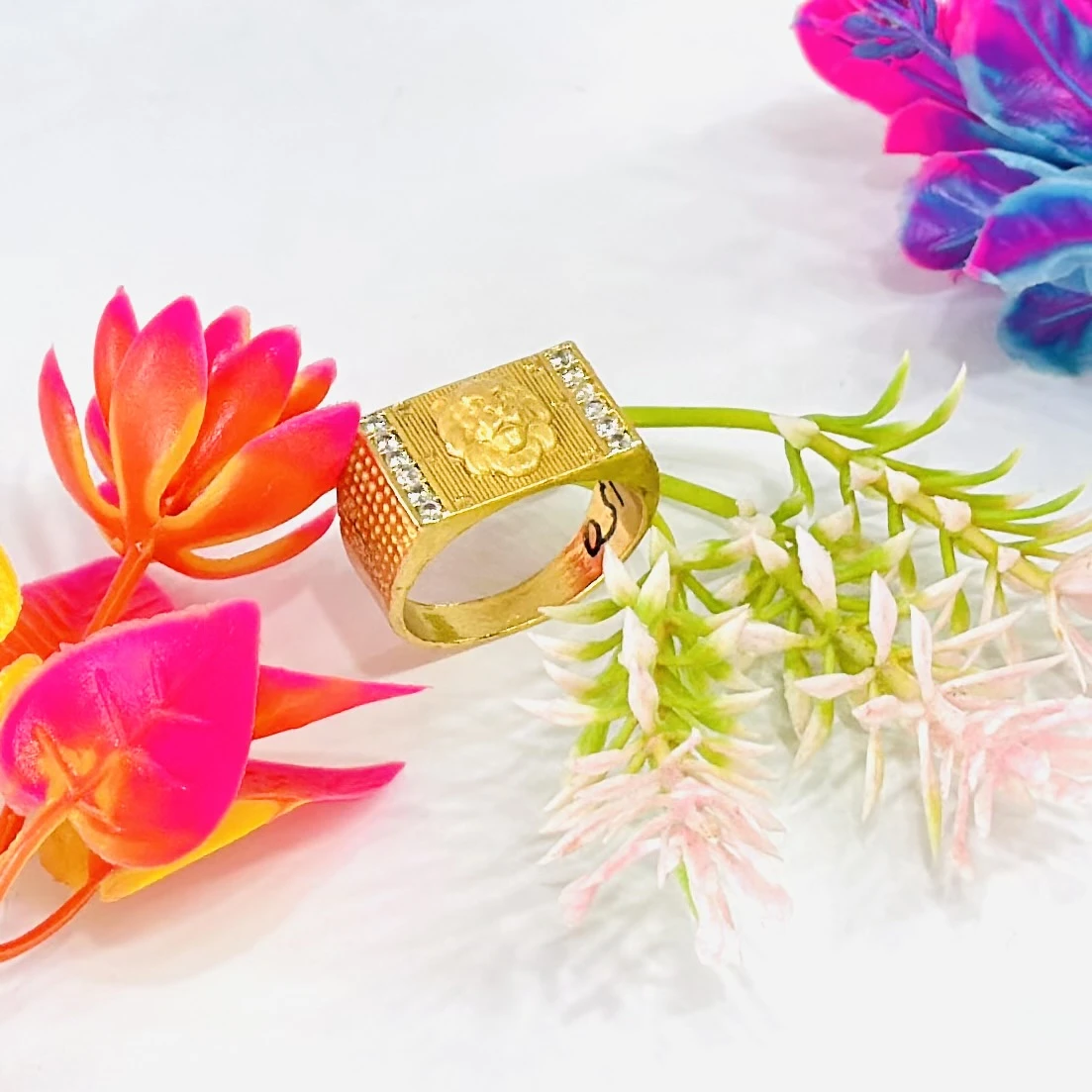 1gm Lion Face Gold plated ring for men