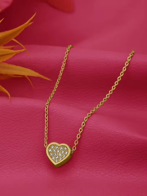 Carlton London offers this gold-plated stainless steel necklace