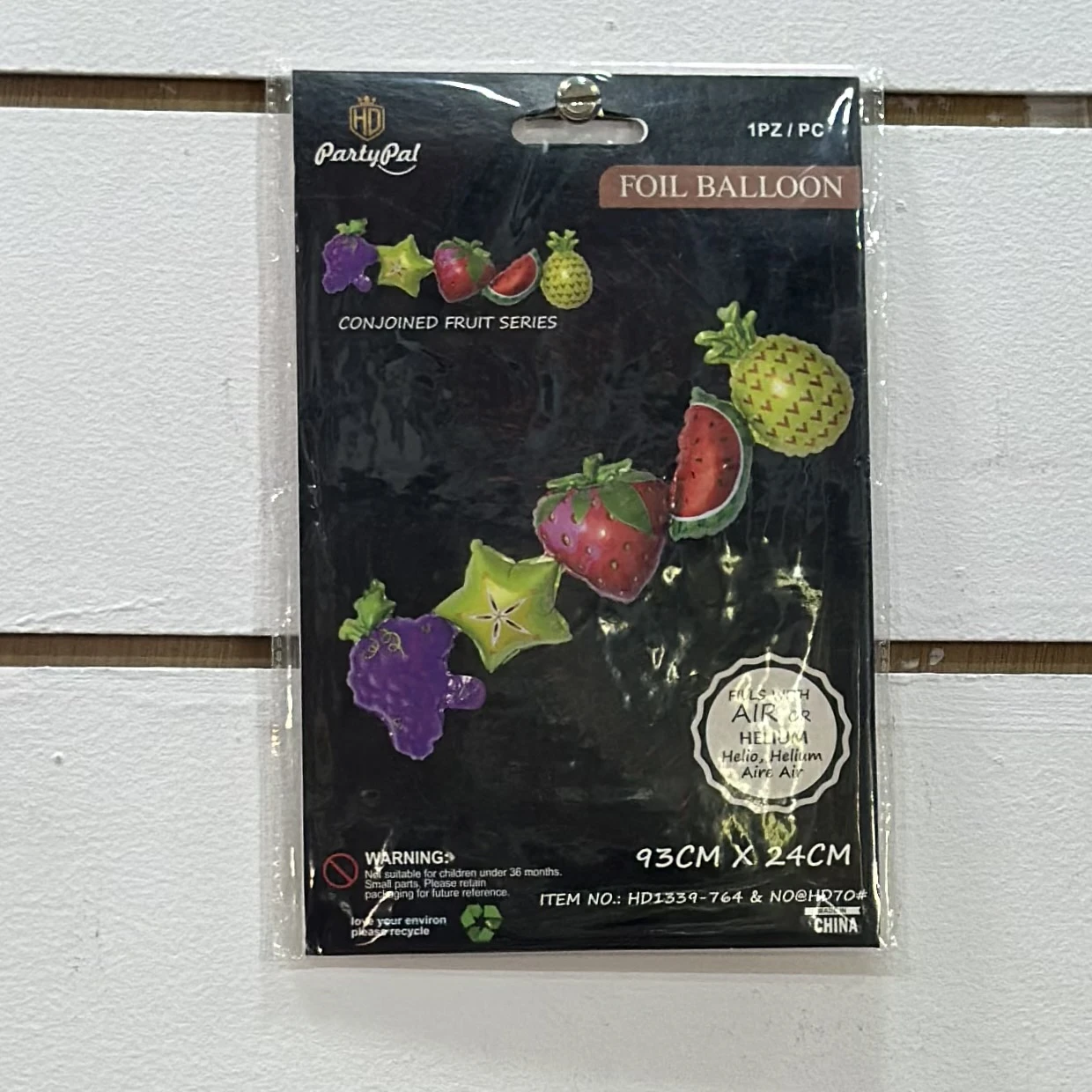 a "PartyPal" brand foil balloon from the "Conjoined Fruit Series".