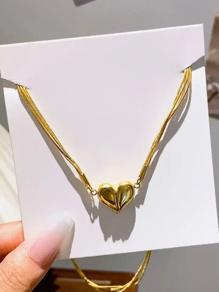 Magnetic Triple chain Heart Necklace