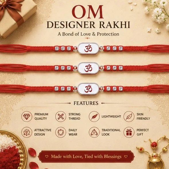 Premium Silver Om Rakhi