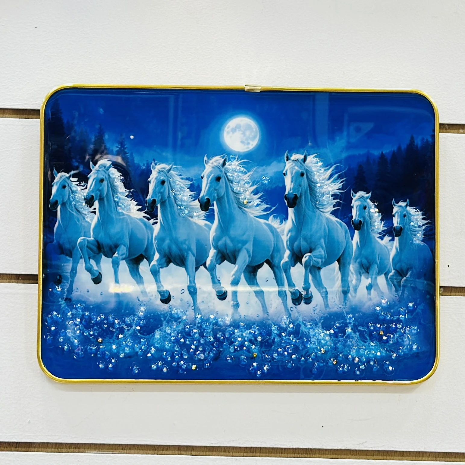 Reyal Seven Running White Horses Wall Painting…..W0PBB7