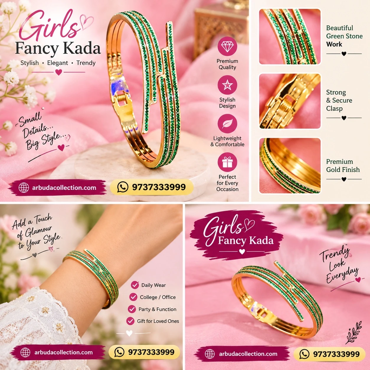 Crystal Gold Stainless Steel Bangle Bracelet,