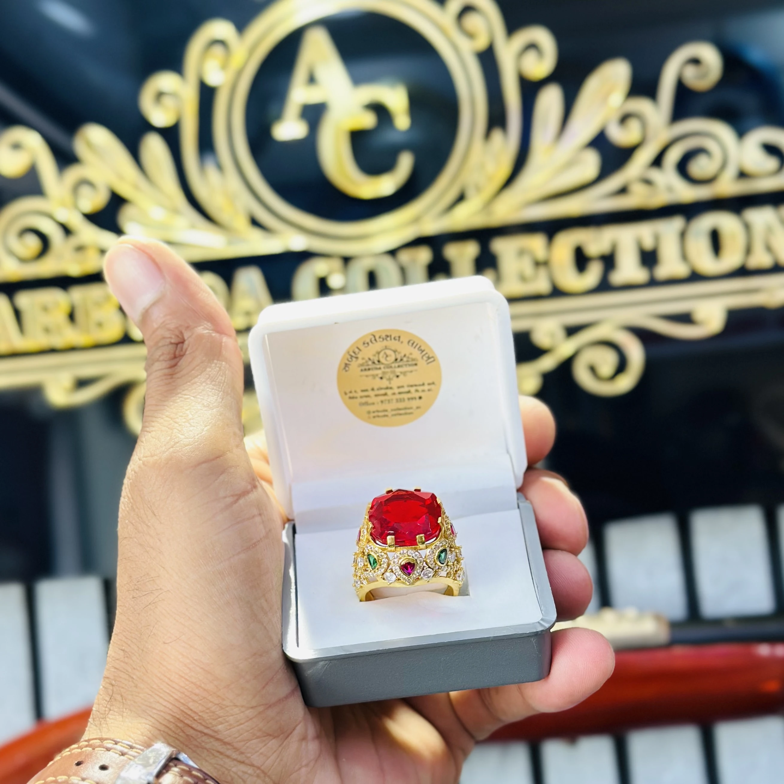 Red Stone Ring for men's