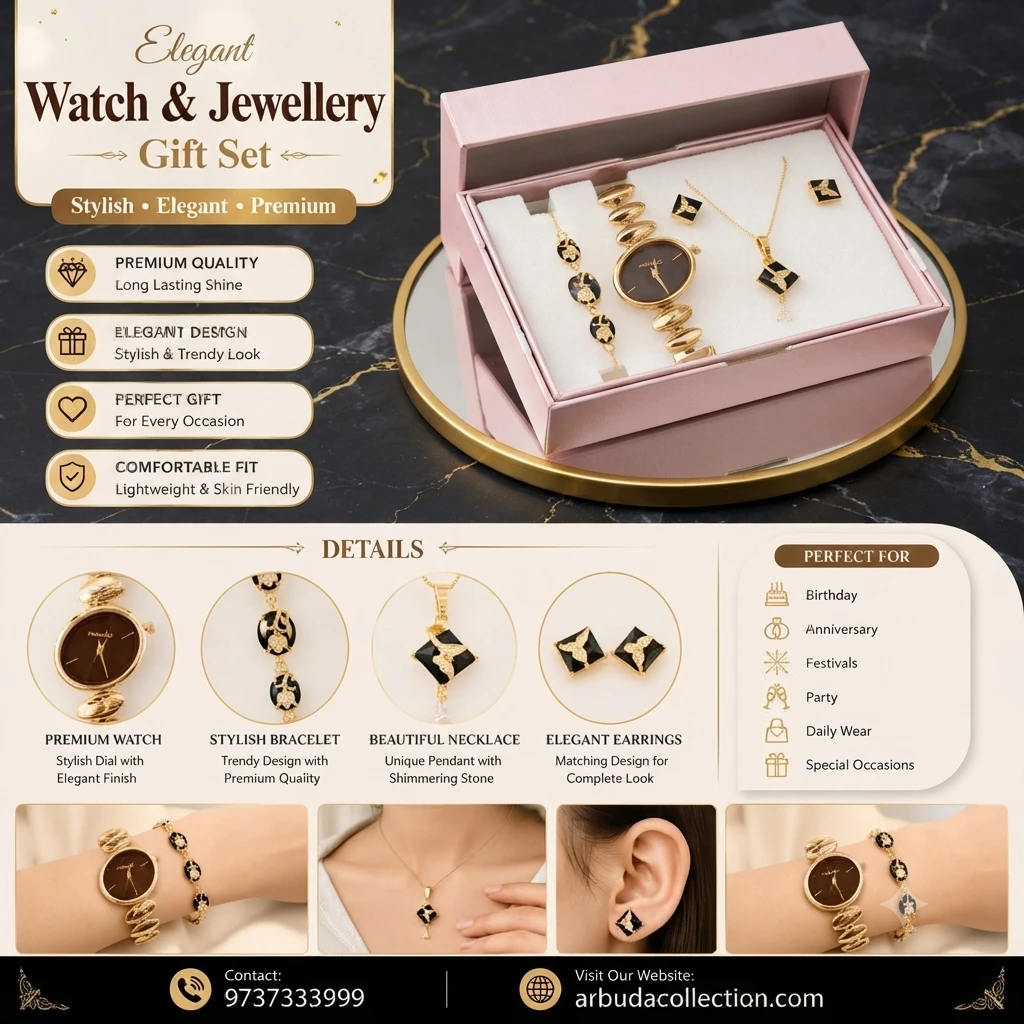 an elegant women's watch and jewelry gift set