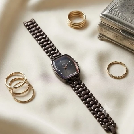 Dark  metallic bracelet analog watch