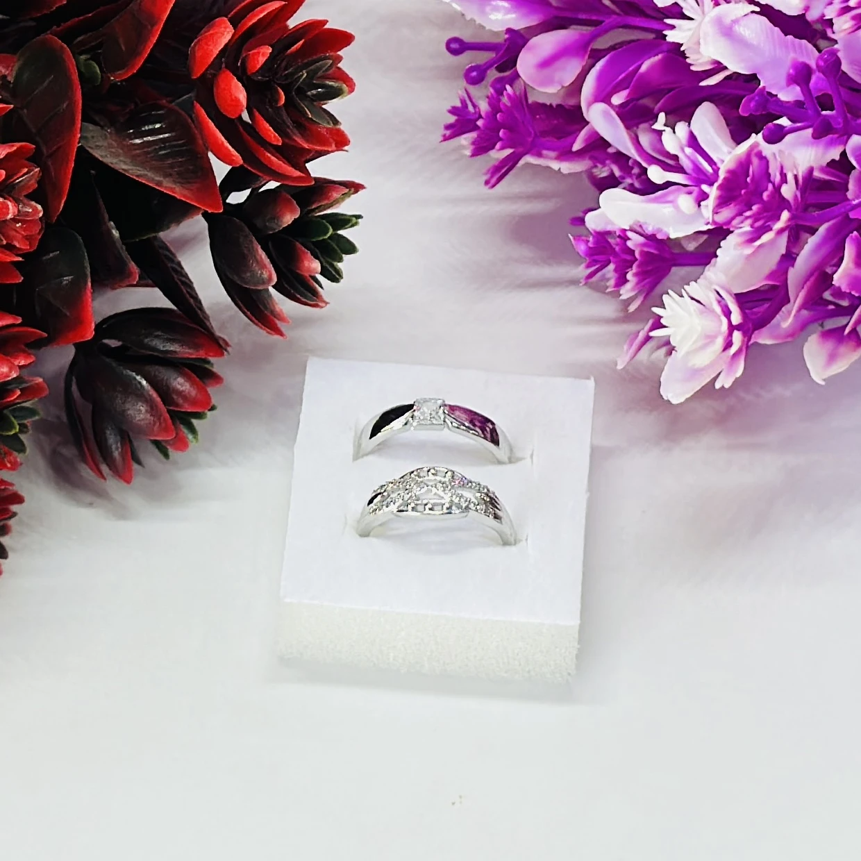 Silver -plated, adjustable couple rings