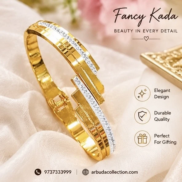 Gold toned geometric openable kada