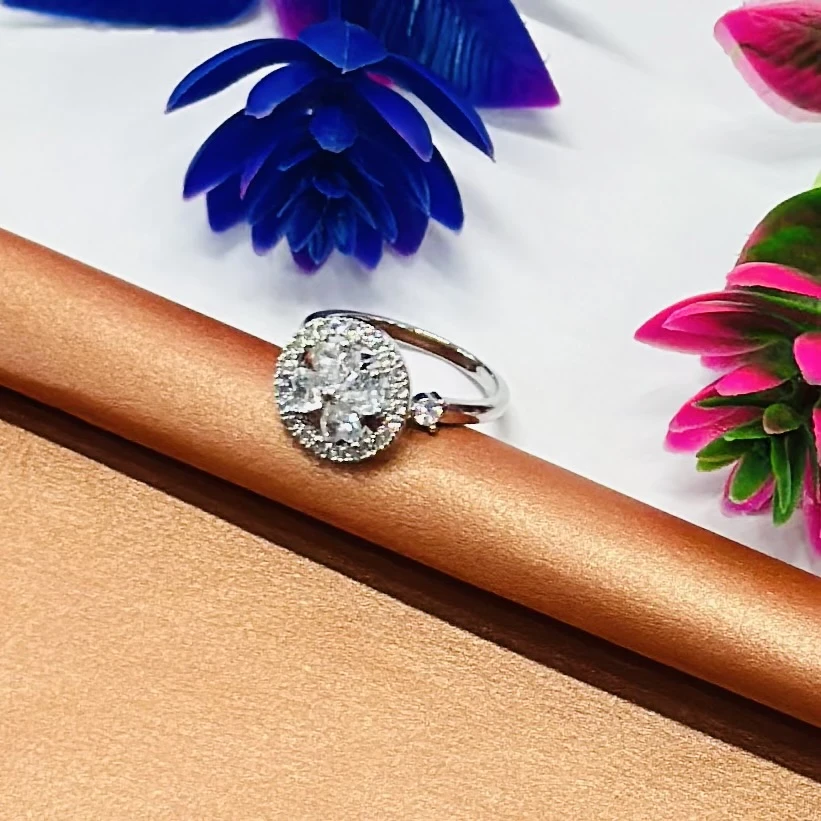 sterling silver halo engagement ring