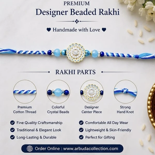 Blue enamelled and beaded Rakhi from