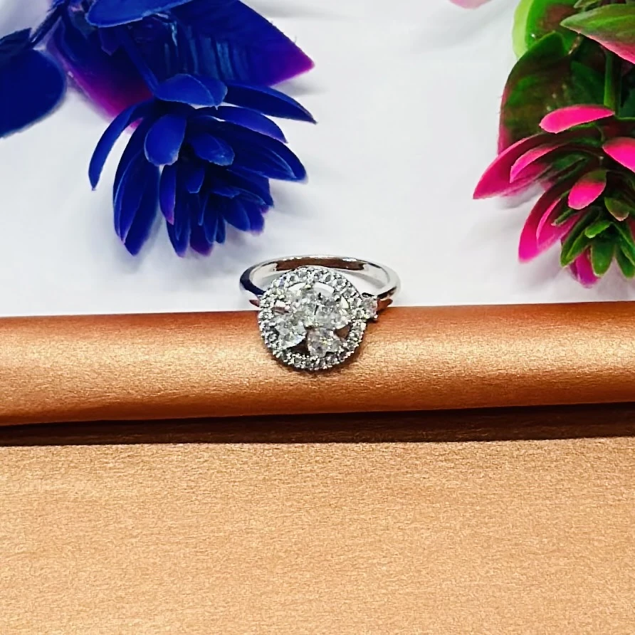 sterling silver halo engagement ring