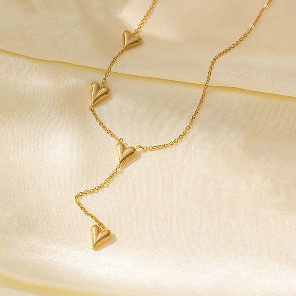 Golden Y-shaped lariat necklace