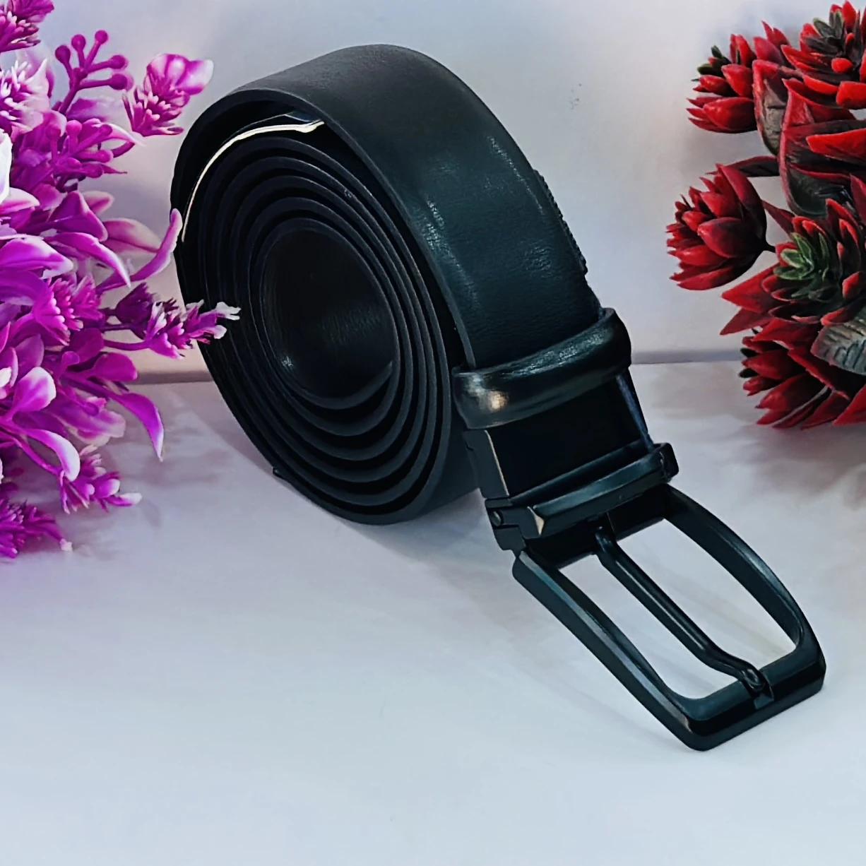 Men Casual Black Genuine Leather Belt