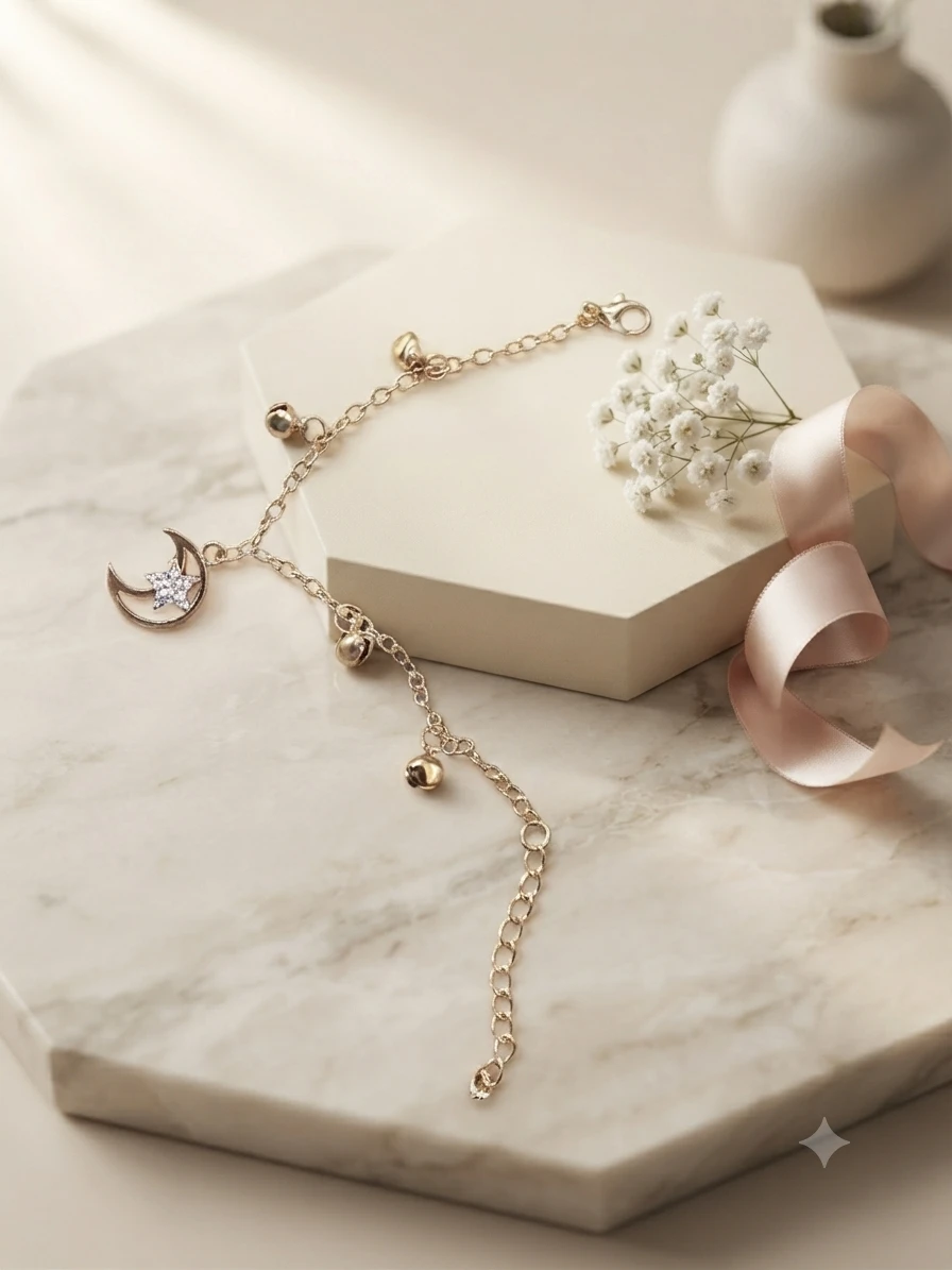 Gold plated alloy charm bracelet