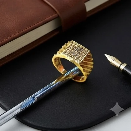 Gold plated men's statement ring