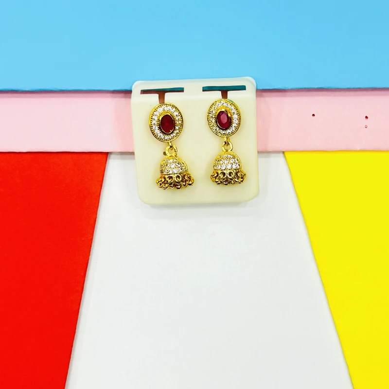 pair of gold-plated jhumka earrings