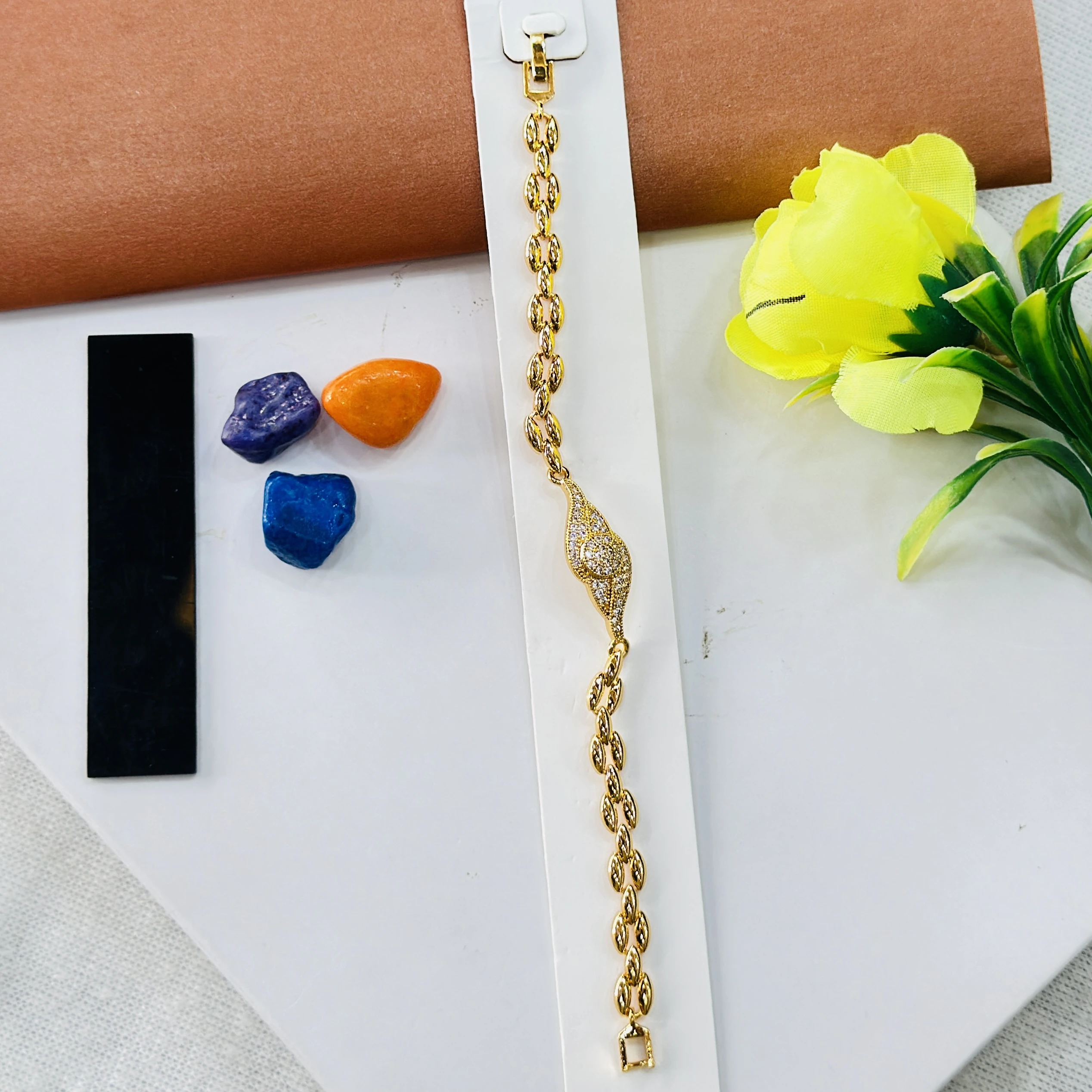 Gold toned metal chain bracelet