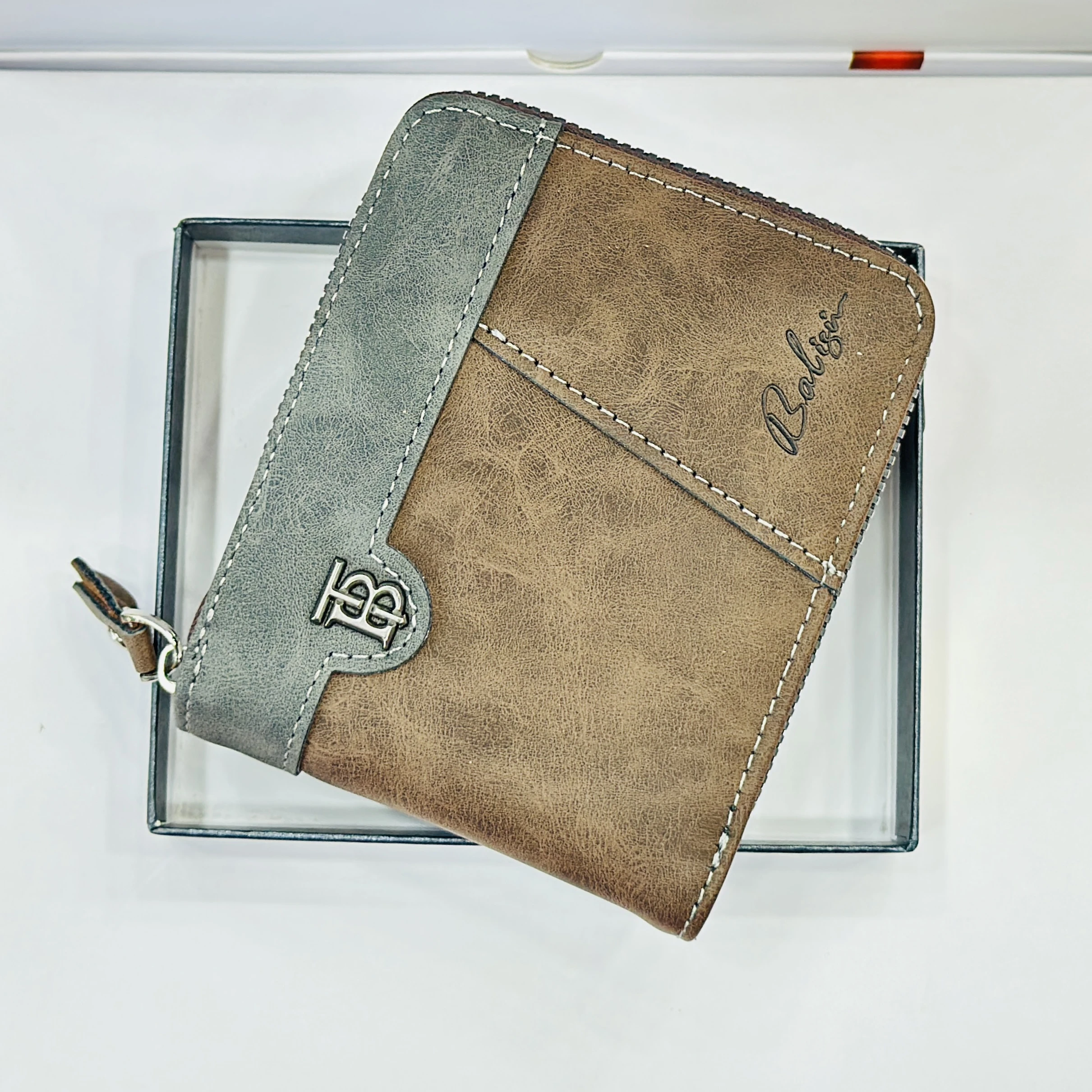 Brown and grey men's wallet