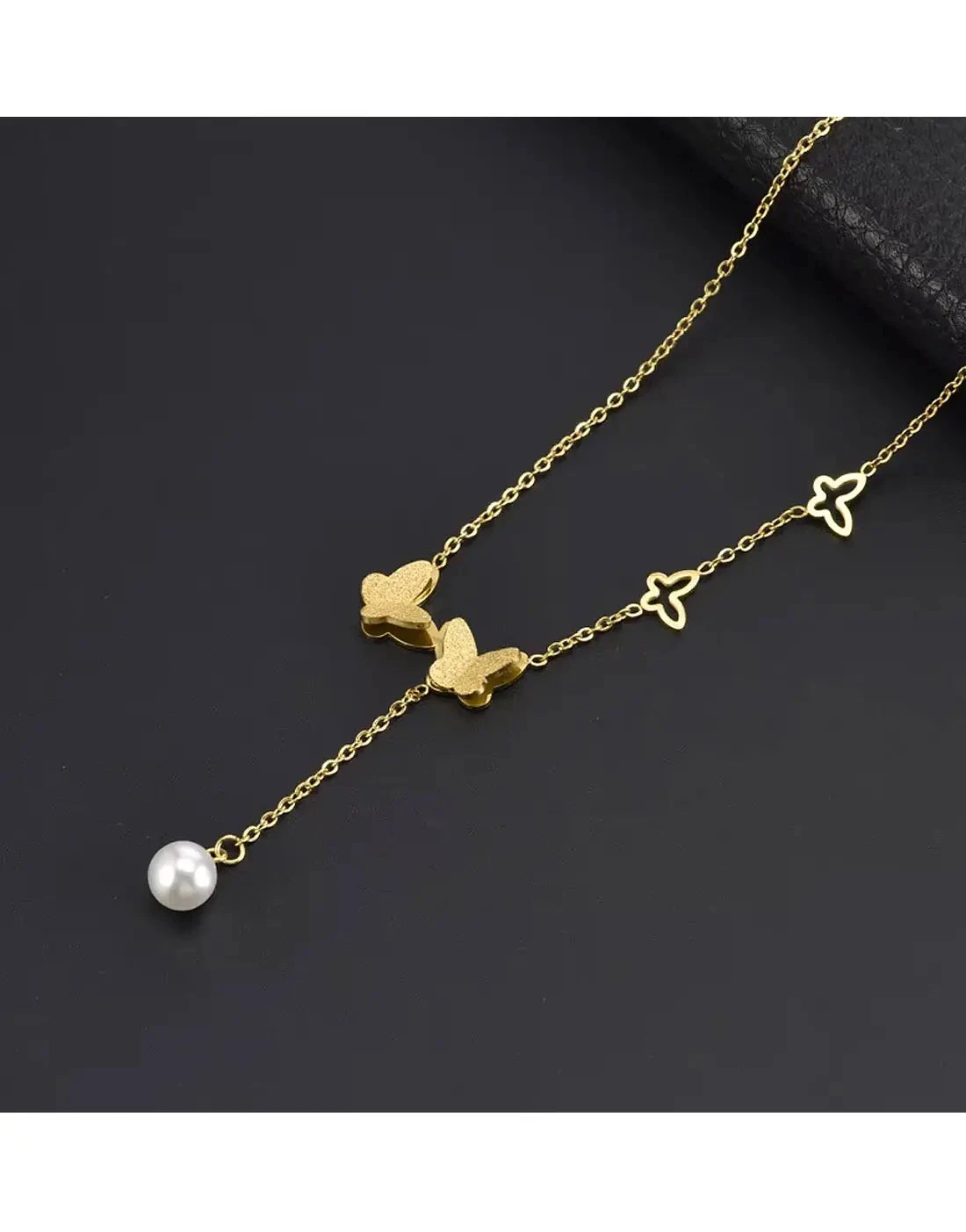 Delicate Gold Plated Stainless Steel Butterfly Shaped Necklace For Girls
