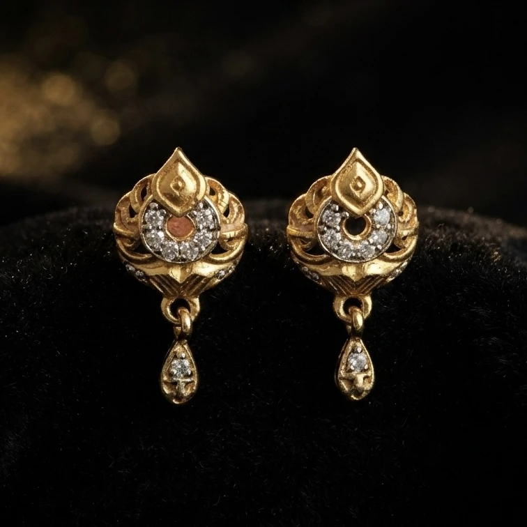 Gold plated brass drop earrings