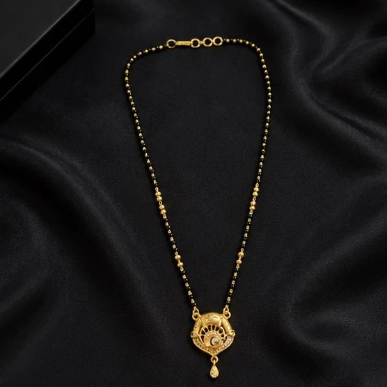Jewels Nest Stainless Steel Gold-Plated Beaded Mangalsutra