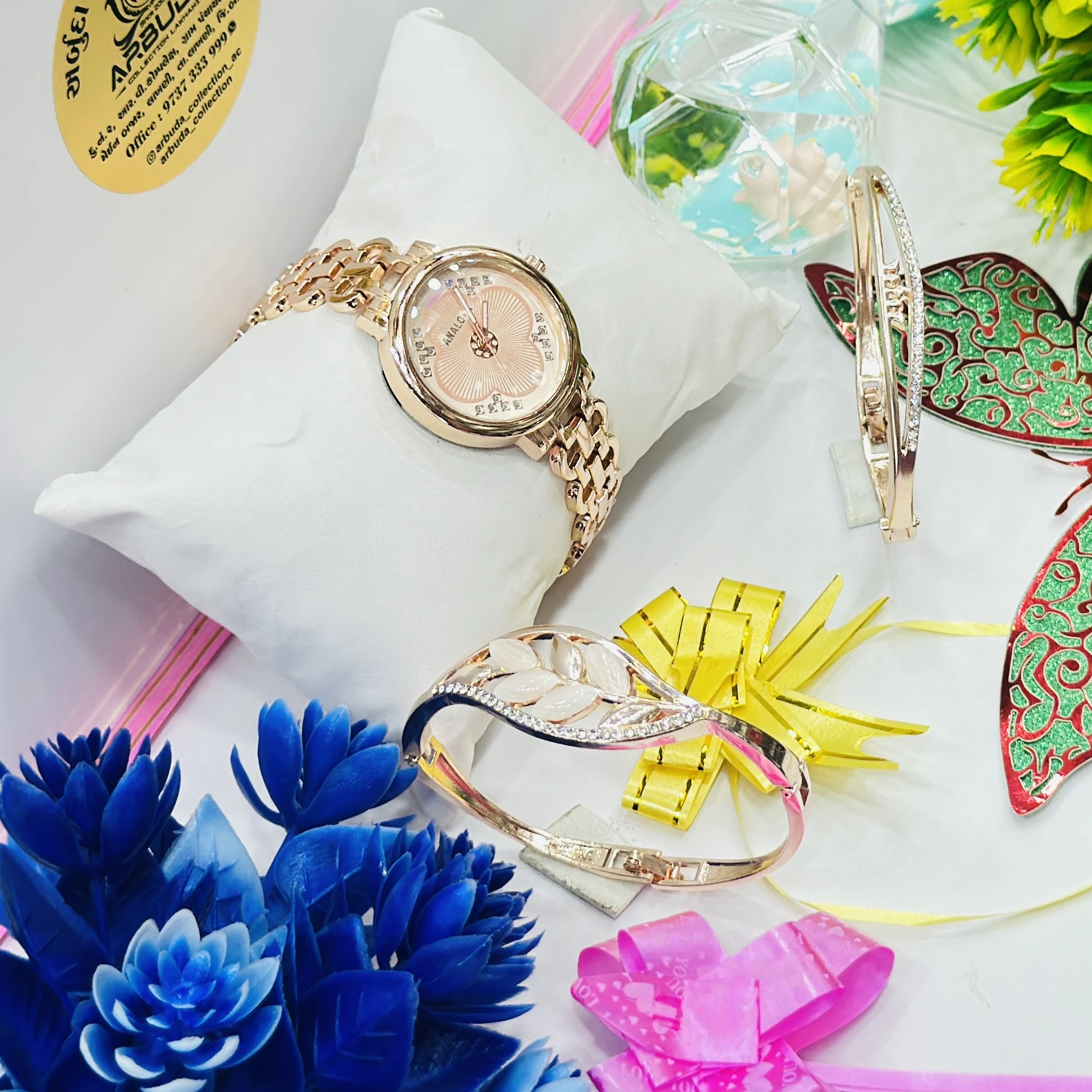 Rose gold Analogox brand watch set