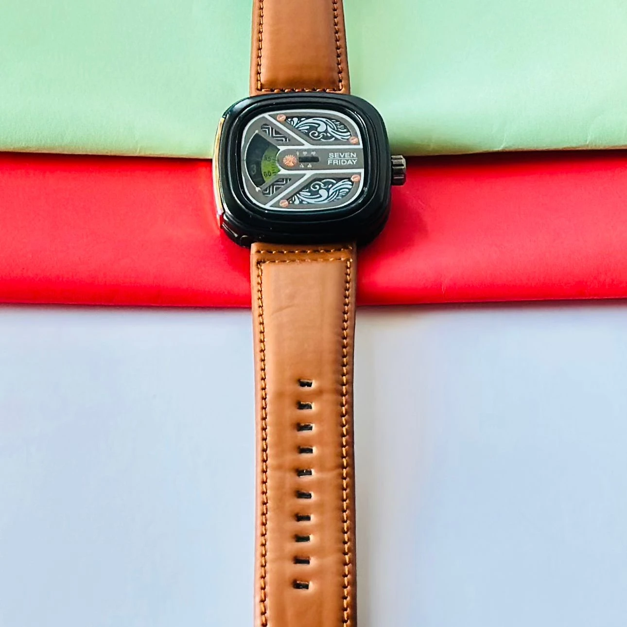 Brown analog watch