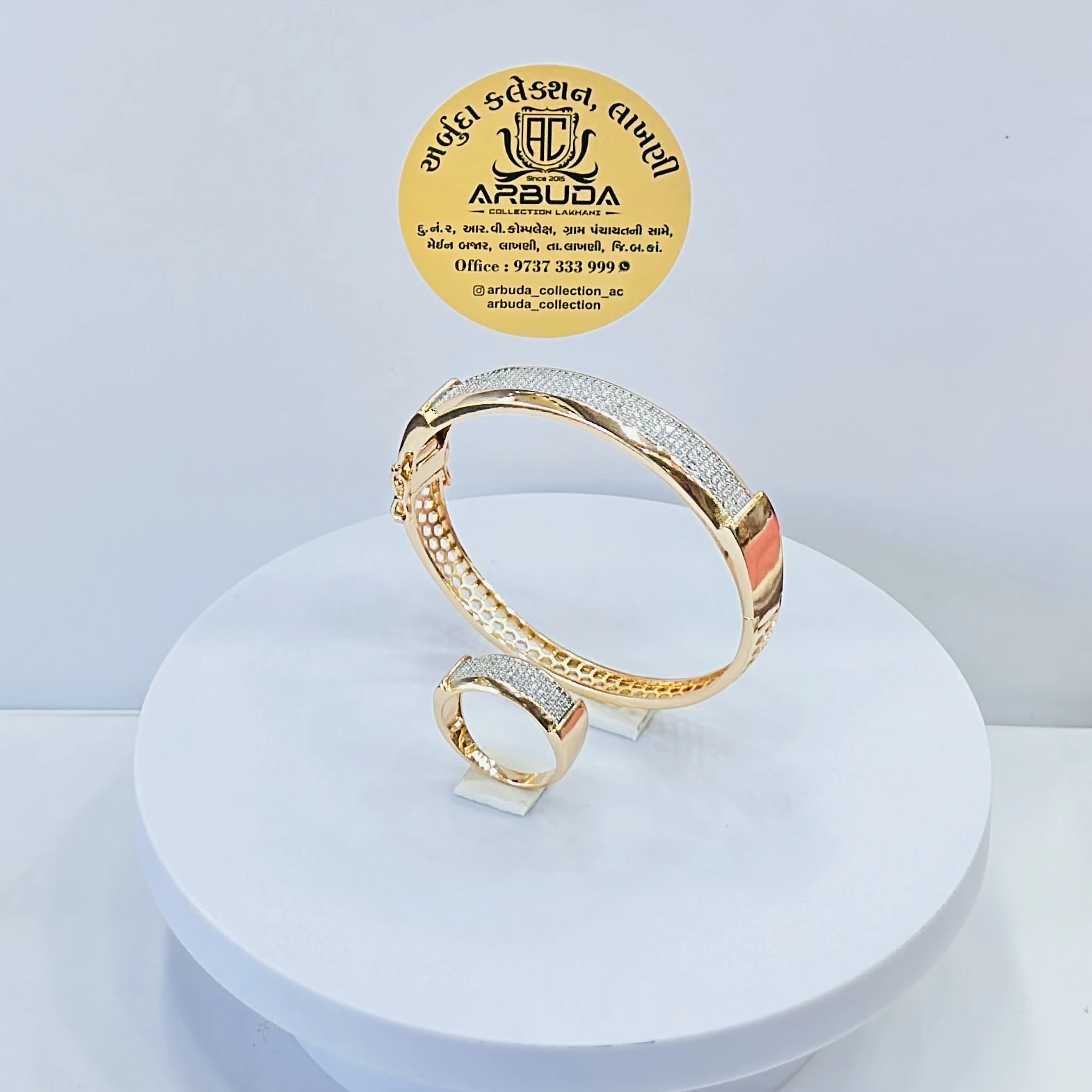 Gold toned  Kada and ring set