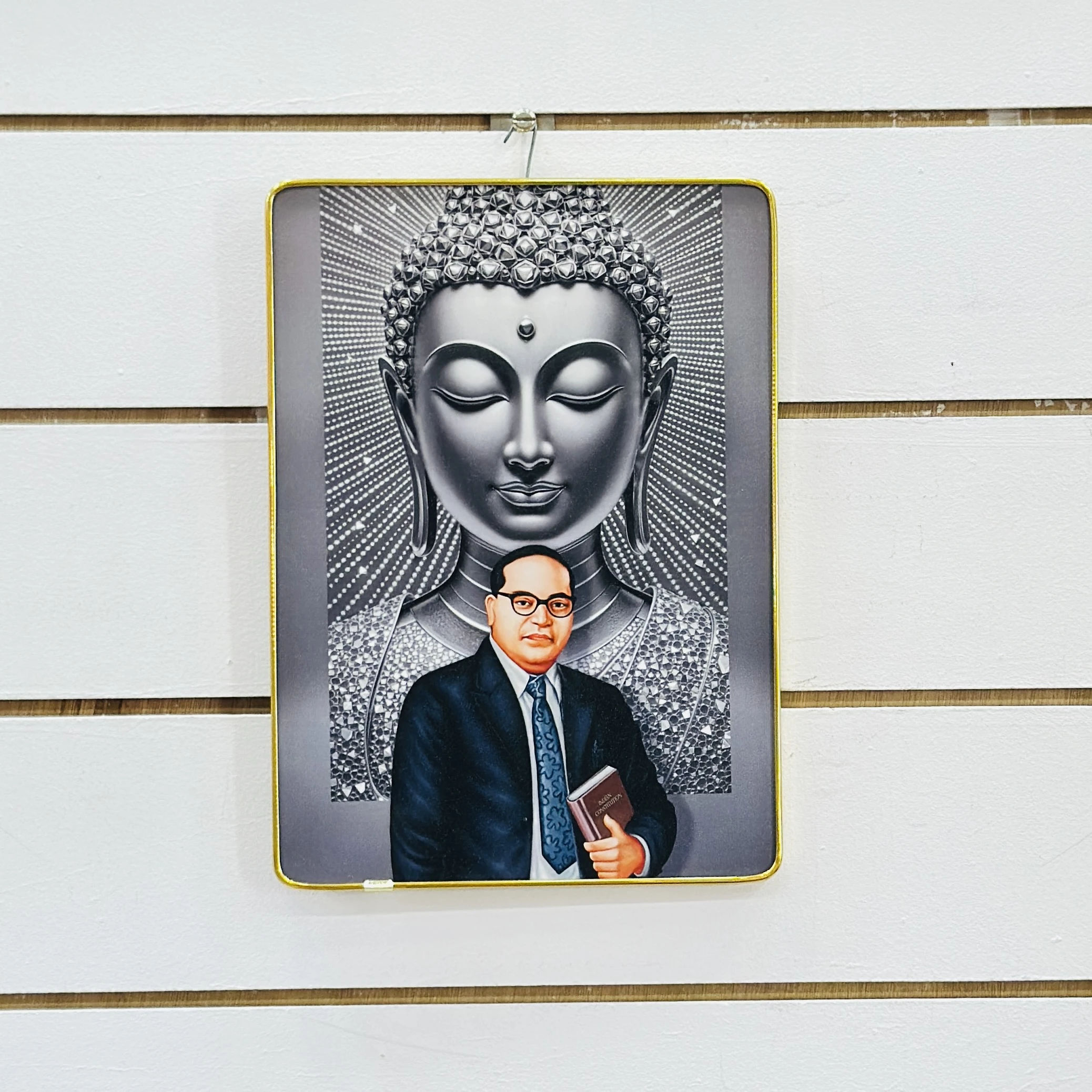 Dr. B.R. Ambedkar with a backdrop of a Buddha statue……ZKQXCX