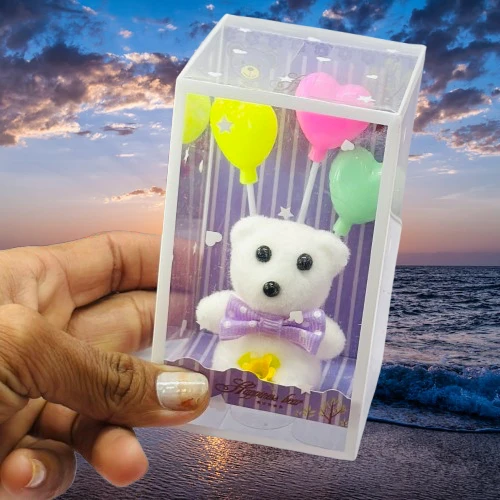 Decorative teddy bear gift set in a transparent box