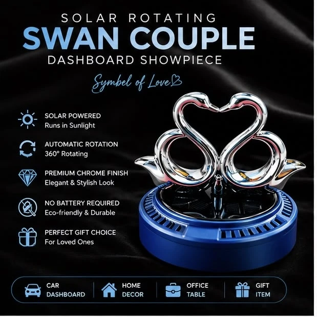 solar-powered swan couple showpiece