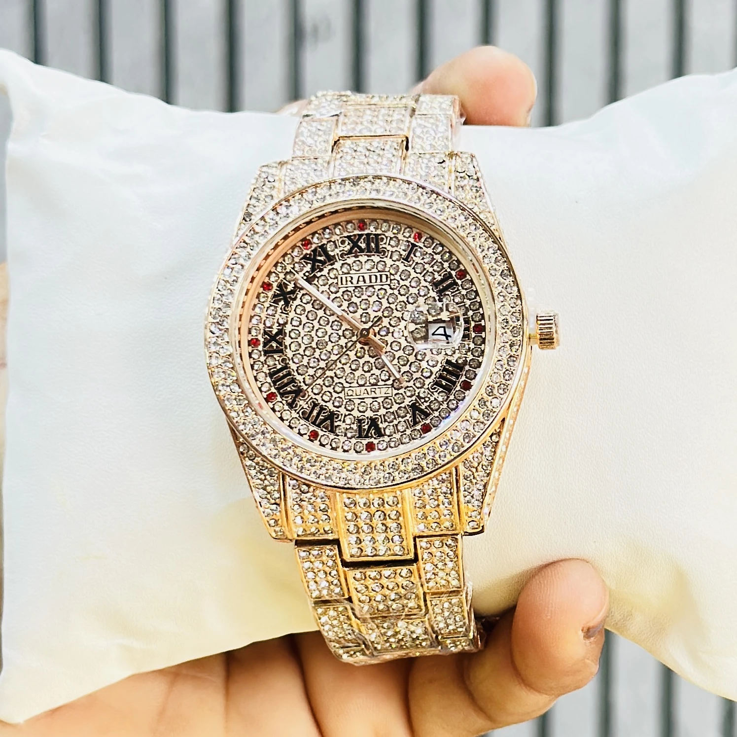 Charles Raymond diamond-studded quartz watch