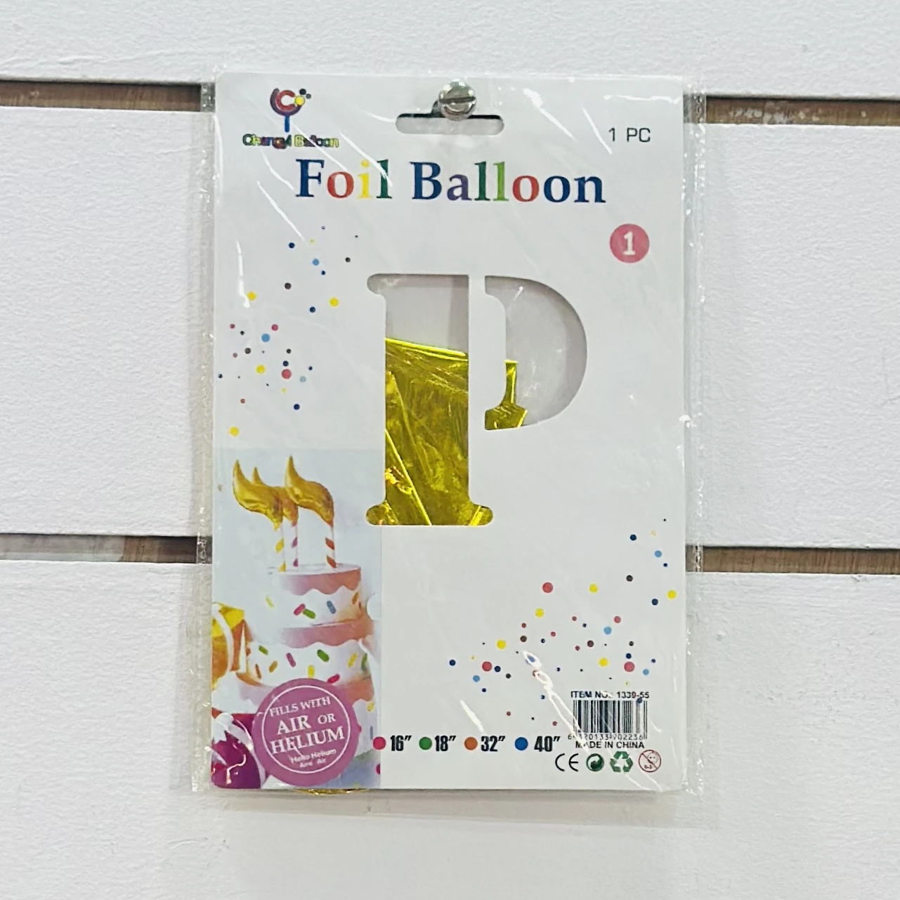 Gold foil letter "P”  balloon
